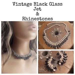 Vintage 1950s Black Two-Piece Jewelry Set | Mid-Century Classic